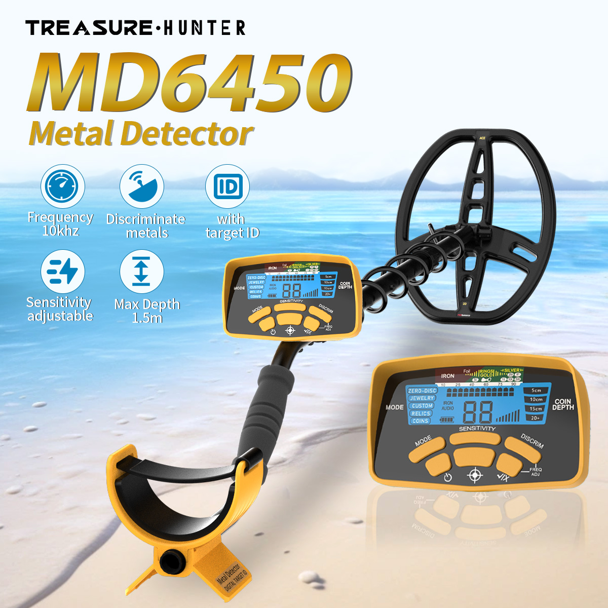 Underwater Metal Detector Waterproof - トレジャーハンタープロフェッショナル DM6450 11 インチコイルゴールド金属探知機地下防水ピンポインター高感度