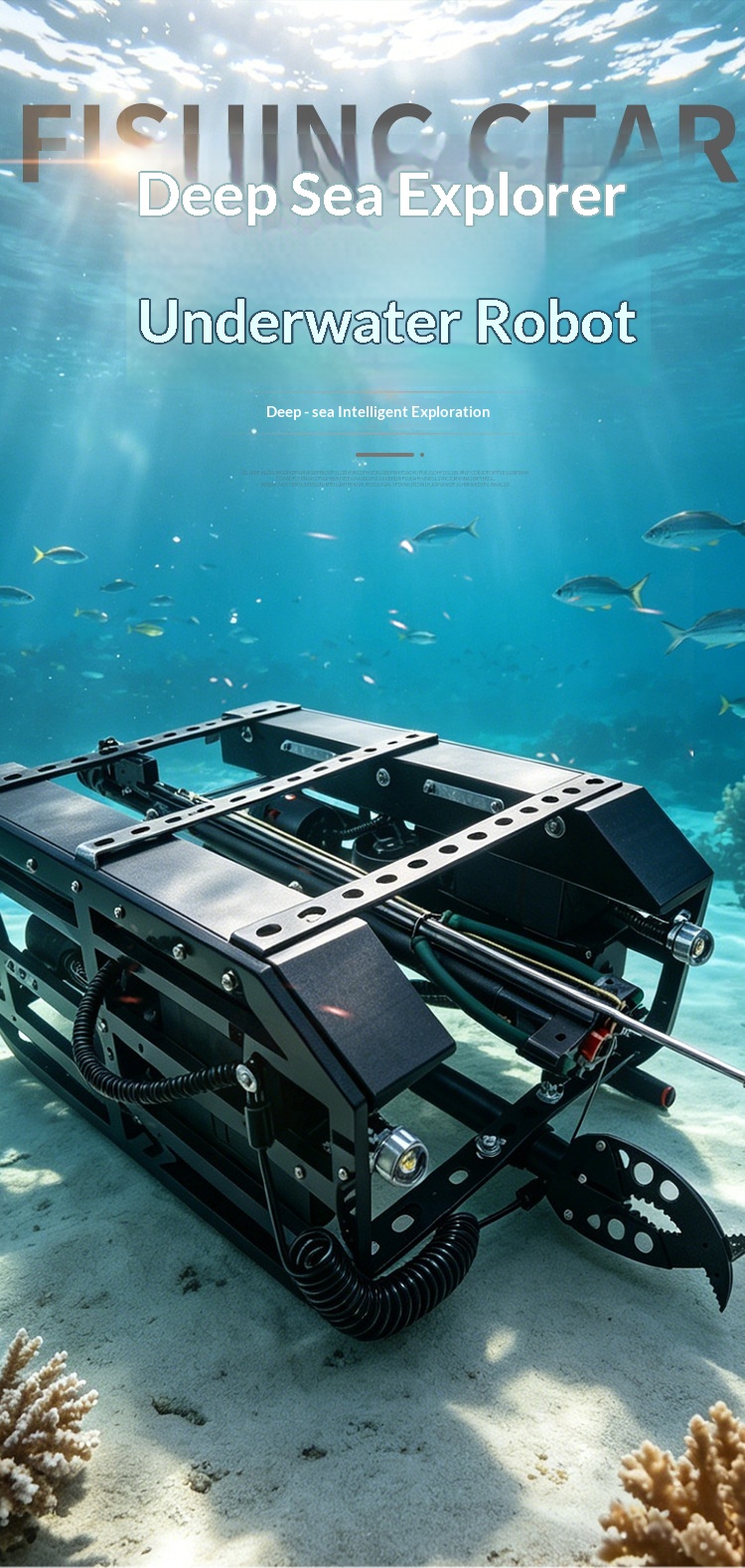 Underwater Drone With Robotic Arm - 水中ロボット釣り用視覚検知サーチレスキューサルベージドローン魚捕獲装置プラスチック製メカニカルアーム付き中国製