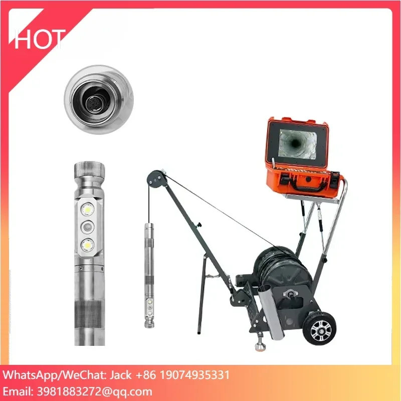 Underwater Inspection Camera 50M - 12インチディスプレイ、50mケーブル付き自動電動ウインチ、360度回転式深穴水中検査カメラ