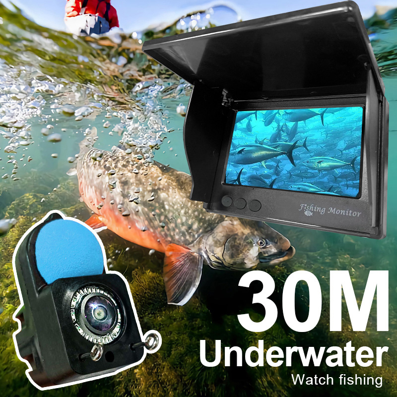 Underwater Fishing Camera 4K - 水中釣りカメラ 1080P HD カメラ赤外線ライトポータブル氷釣り魚探カメラ 15 メートル