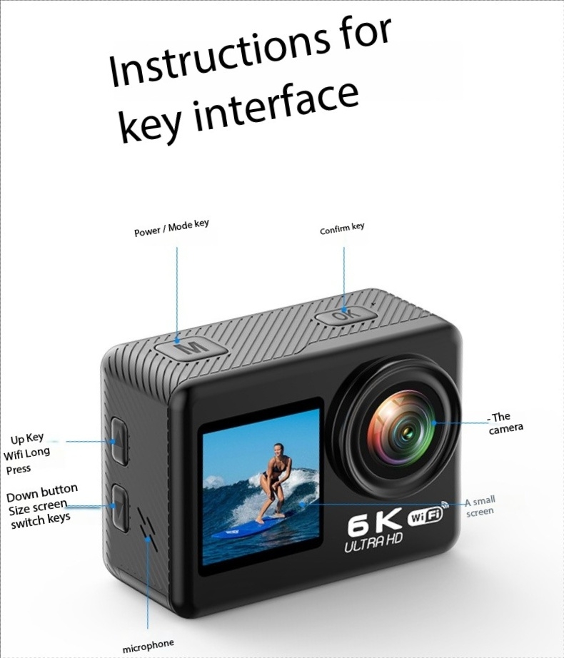 6K安定化機能付きWiFiアクションカメラ、4Kビデオタッチ - Underwater Fishing Camera 4K のレビューと価格