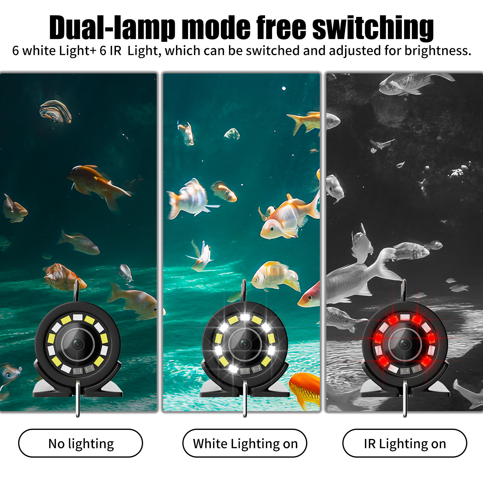 水中釣りカメラ - 15/30/50M ケーブル魚群探知機、 - Underwater Fishing Camera 4K のレビューと価格